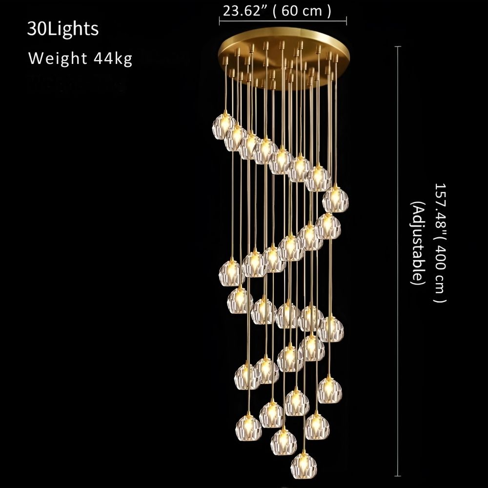 Gold Crystal Ball Chandelier for High Ceiling & Staircase for high ceiling staircase and foyer lighting