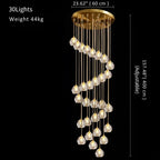Gold Crystal Ball Chandelier for High Ceiling & Staircase for high ceiling staircase and foyer lighting