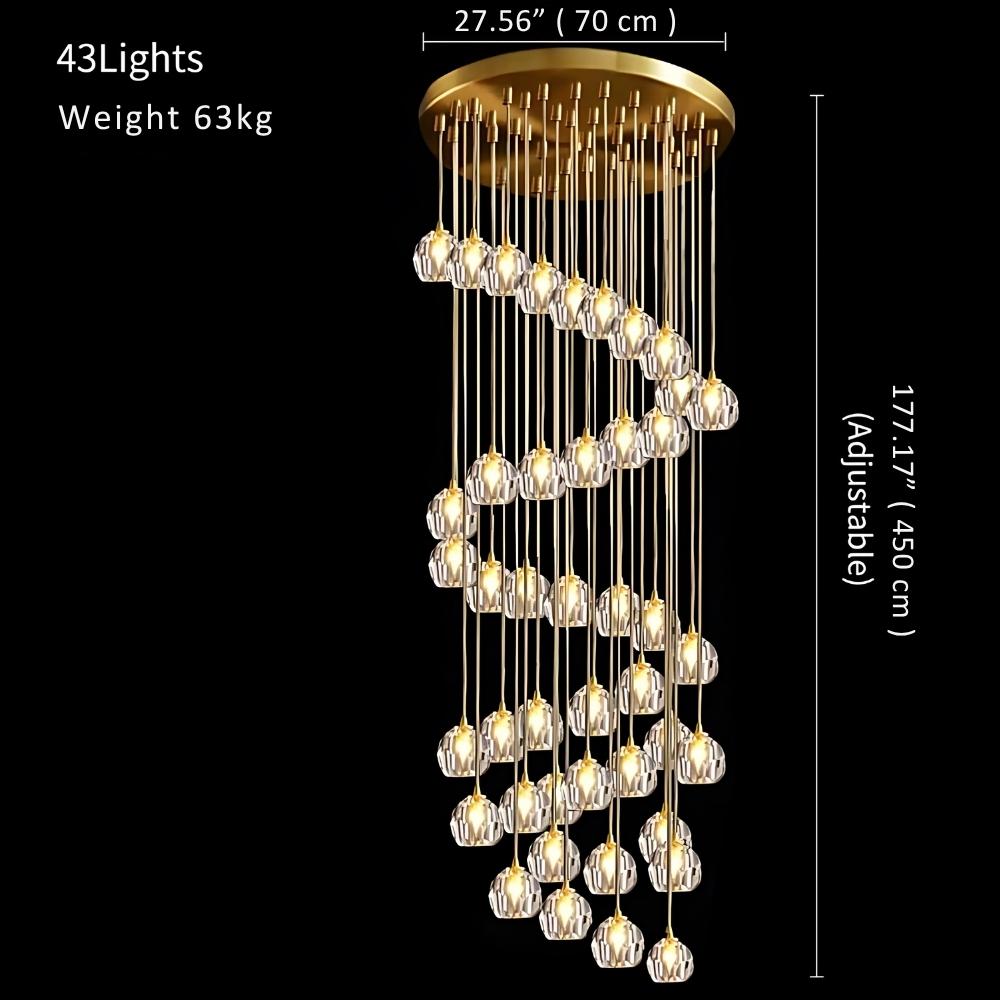 Gold Crystal Ball Chandelier for High Ceiling & Staircase for high ceiling staircase and foyer lighting