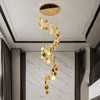 Gold Dimmable High Ceiling Crystal Chandelier for high ceiling staircase and foyer lighting