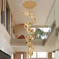 Gold Dimmable High Ceiling Crystal Chandelier for high ceiling staircase and foyer lighting
