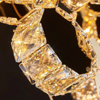Gold Dimmable High Ceiling Crystal Chandelier for high ceiling staircase and foyer lighting