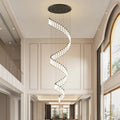 Black/Gold Long Hanging Led Chandelier for Stairwell for high ceiling staircase and foyer lighting