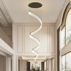 Black/Gold Long Hanging Led Chandelier for Stairwell for high ceiling staircase and foyer lighting