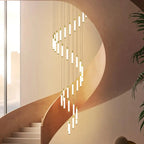 Black/Gold Long Hanging Led Chandelier for Stairwell for high ceiling staircase and foyer lighting