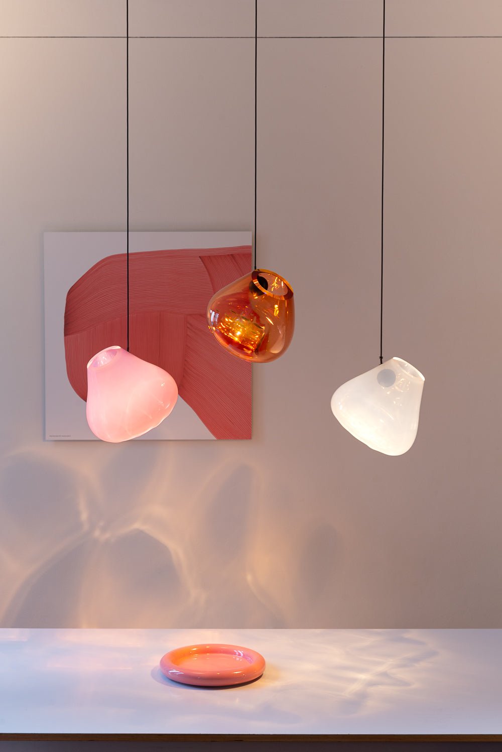 Grid Pendant Light chandelier in a tall interior