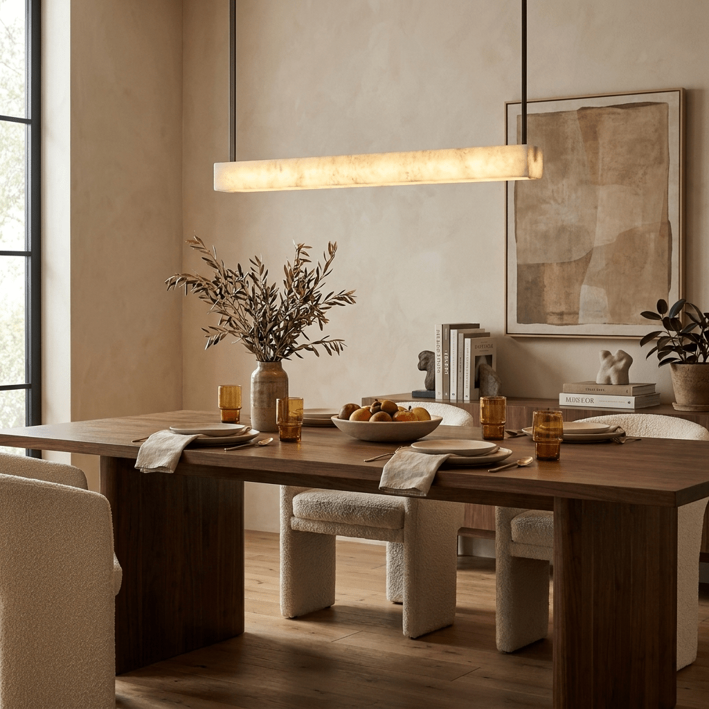 Halia Alabaster Linear Pendant Lamp by Bling Lighting Studio