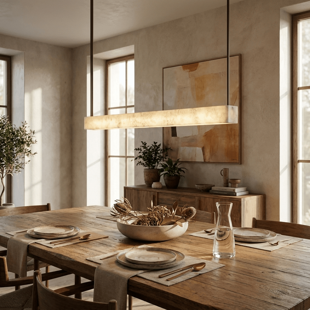 Halia Alabaster Linear Pendant Lamp by Bling Lighting Studio