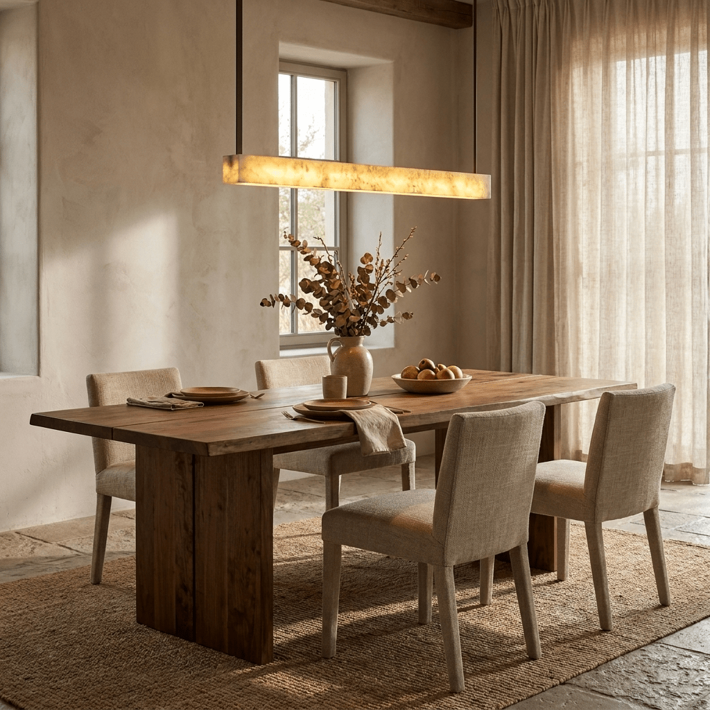 Halia Alabaster Linear Pendant Lamp by Bling Lighting Studio