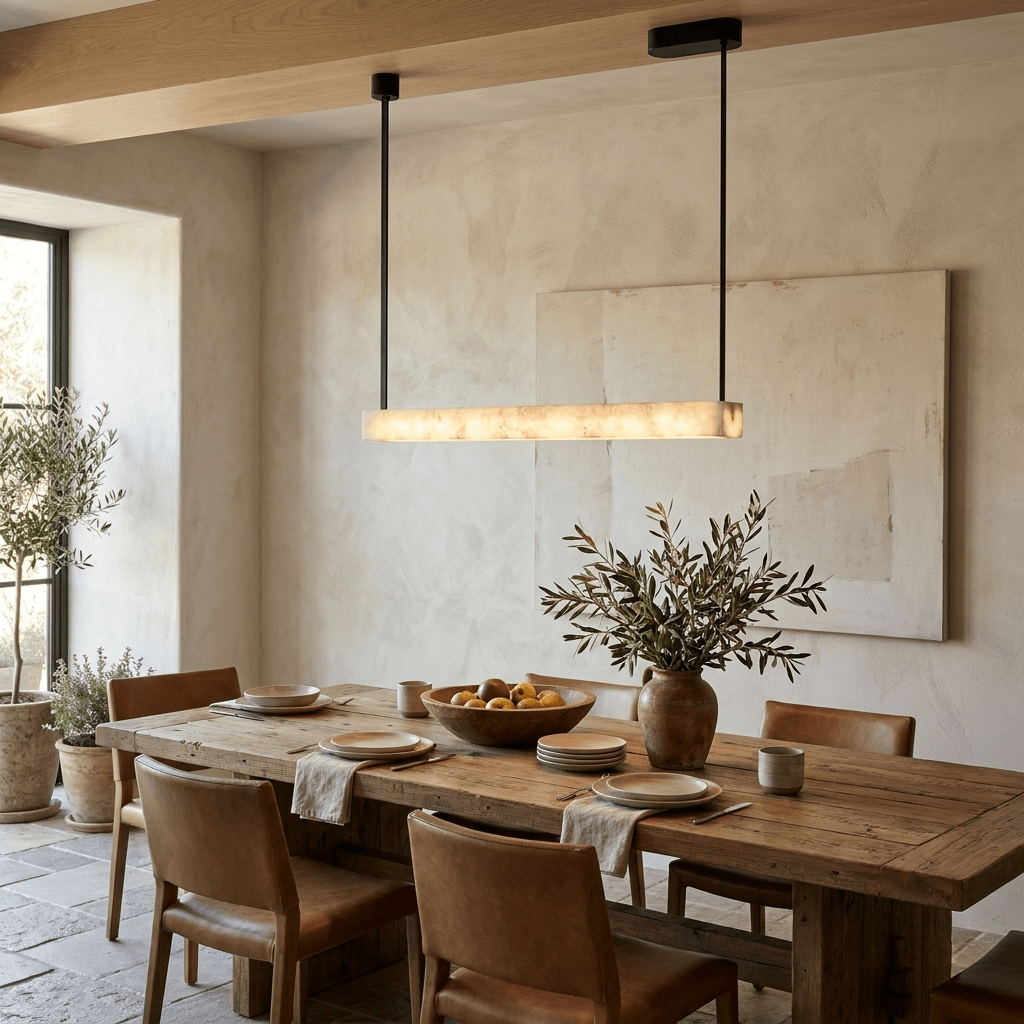 Halia Alabaster Linear Pendant Lamp by Bling Lighting Studio