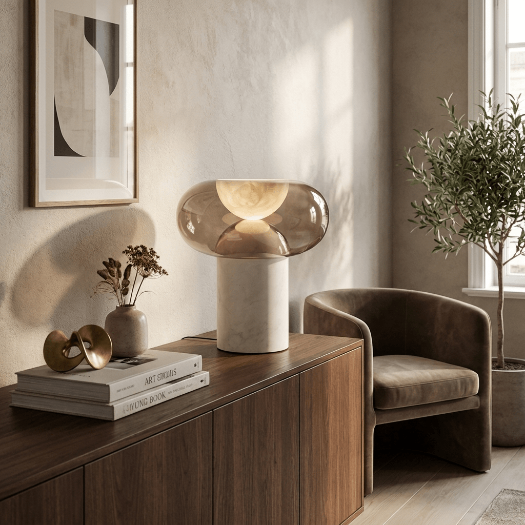 Halo Alabaster Table Lamp by Bling Lighting Studio