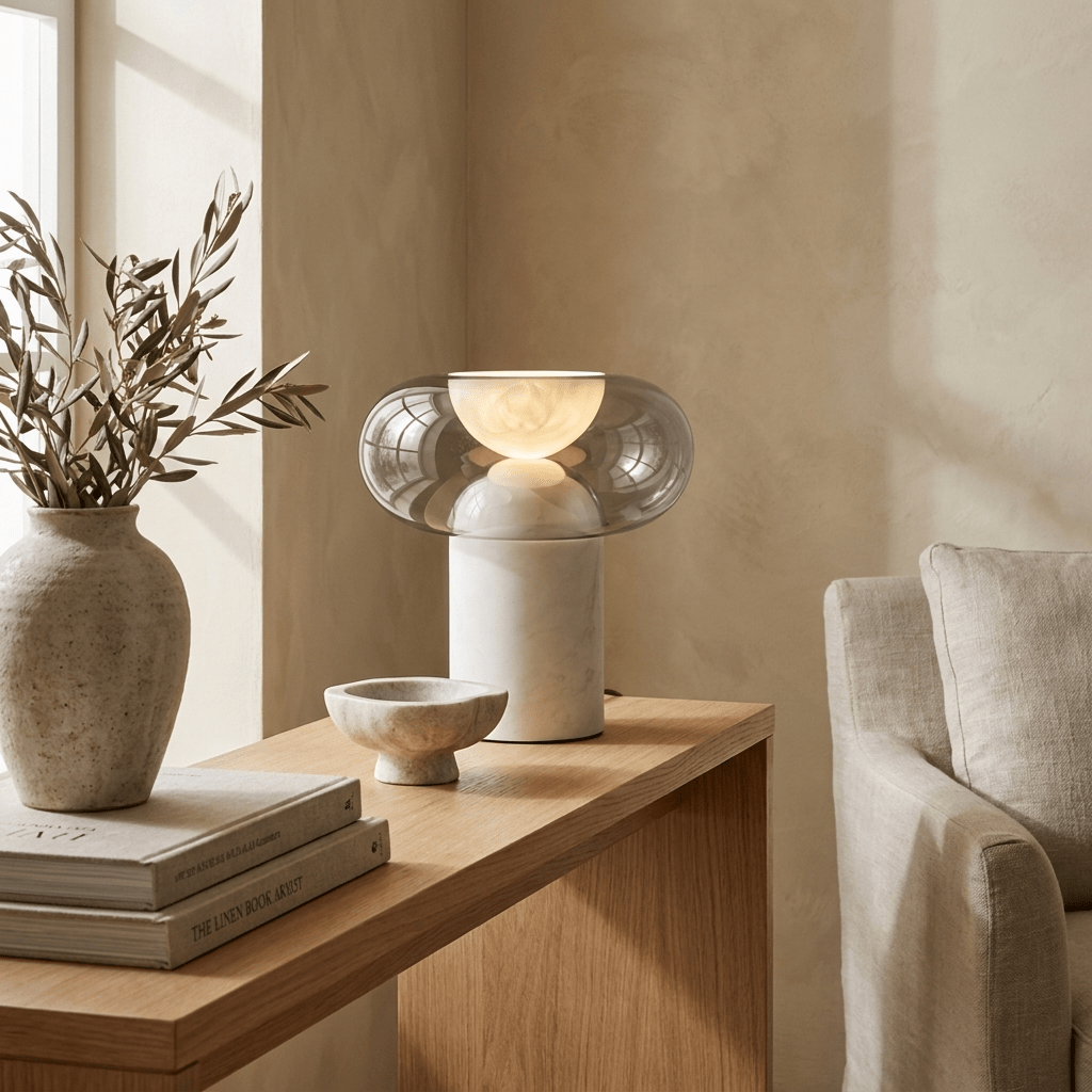 Halo Alabaster Table Lamp by Bling Lighting Studio