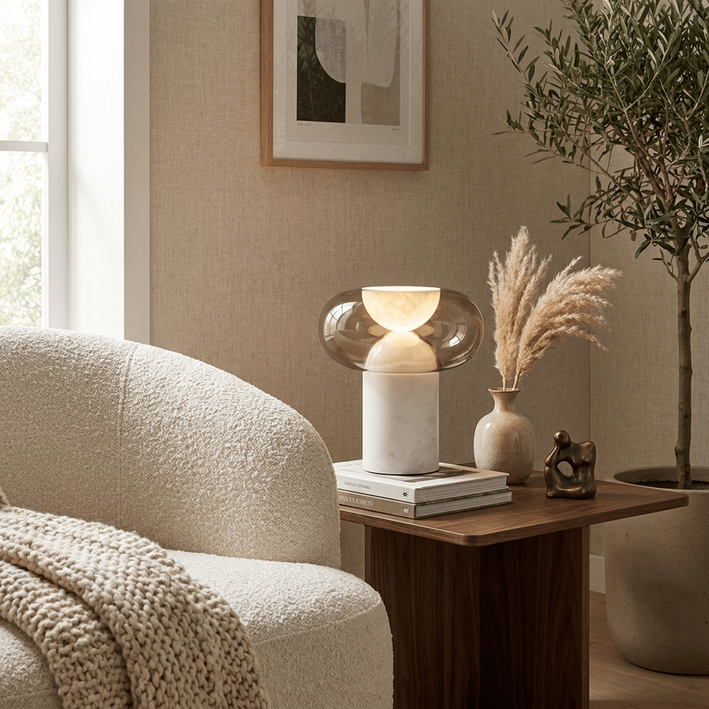 Halo Alabaster Table Lamp by Bling Lighting Studio