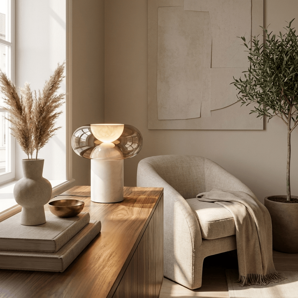 Halo Alabaster Table Lamp by Bling Lighting Studio