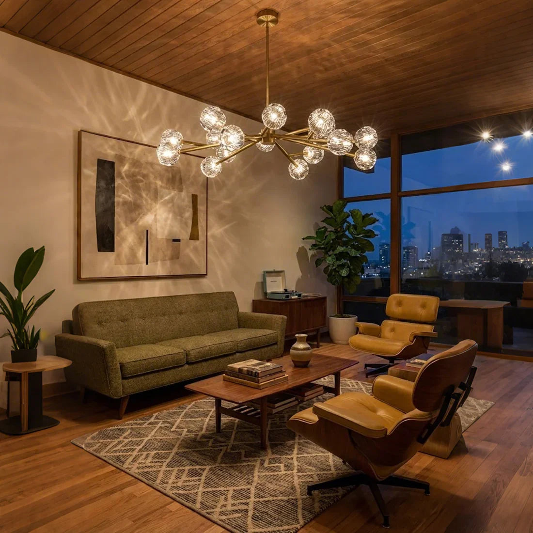 Hand-Cut Crystal Orb Branching Chandelier by Bling Lighting Studio