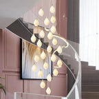 Ceramic Magnolia Staircase Chandelier 6/9/18/36 Lights for high ceiling staircase and foyer lighting