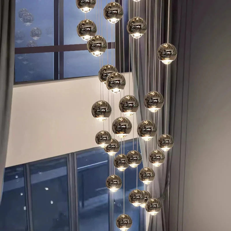 Hera Modern Bubble Staircase Chandelier for high ceiling staircase and foyer lighting
