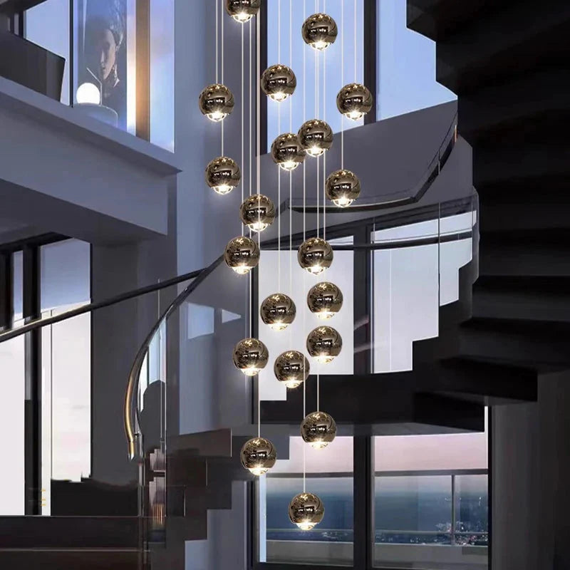 Hera Modern Bubble Staircase Chandelier for high ceiling staircase and foyer lighting