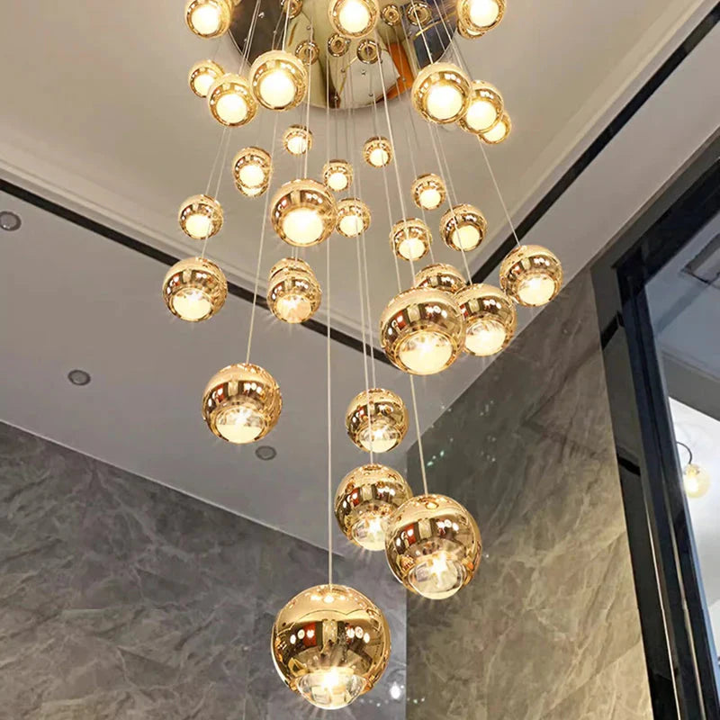 Hera Modern Bubble Staircase Chandelier for high ceiling staircase and foyer lighting