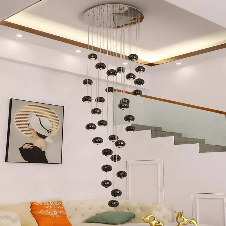 Hera Modern Bubble Staircase Chandelier for high ceiling staircase and foyer lighting
