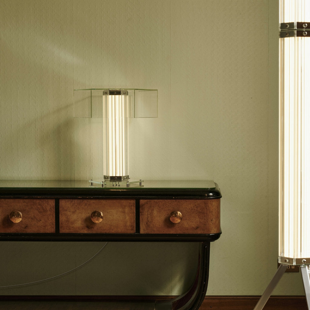 Hexagonal Glass Table Lamp by Bling Lighting Studio