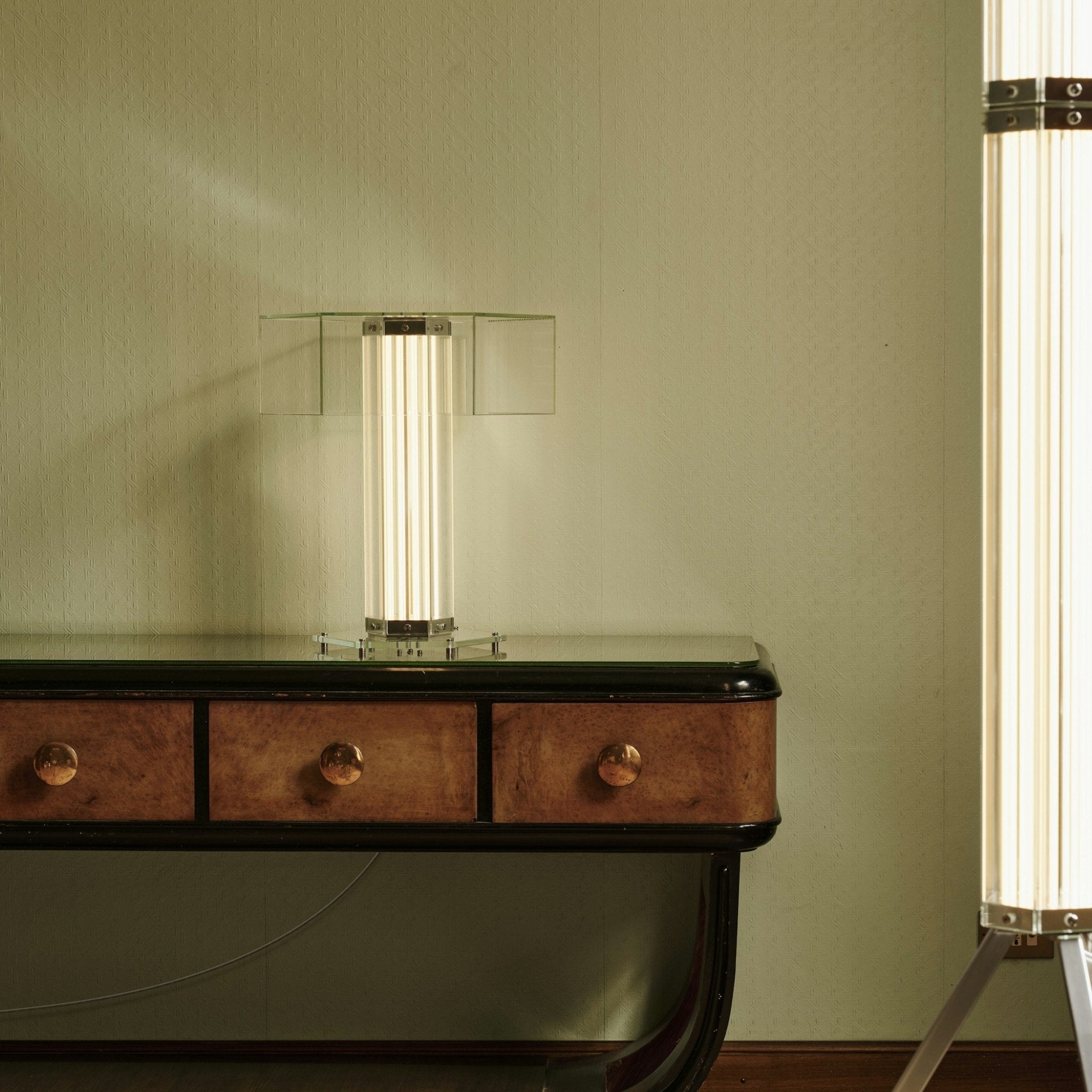 Hexagonal Glass Table Lamp by Bling Lighting Studio
