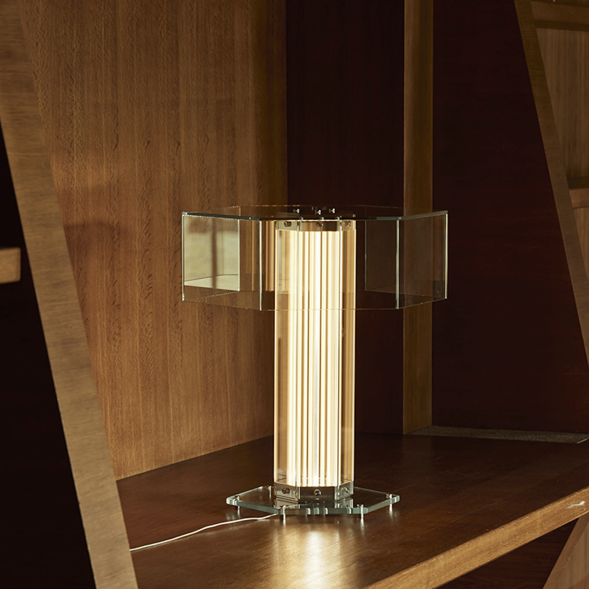 Hexagonal Glass Table Lamp by Bling Lighting Studio
