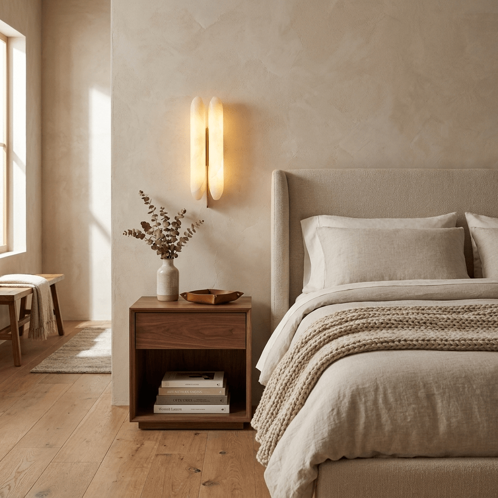 Husk Alabaster Wall Sconce by Bling Lighting Studio