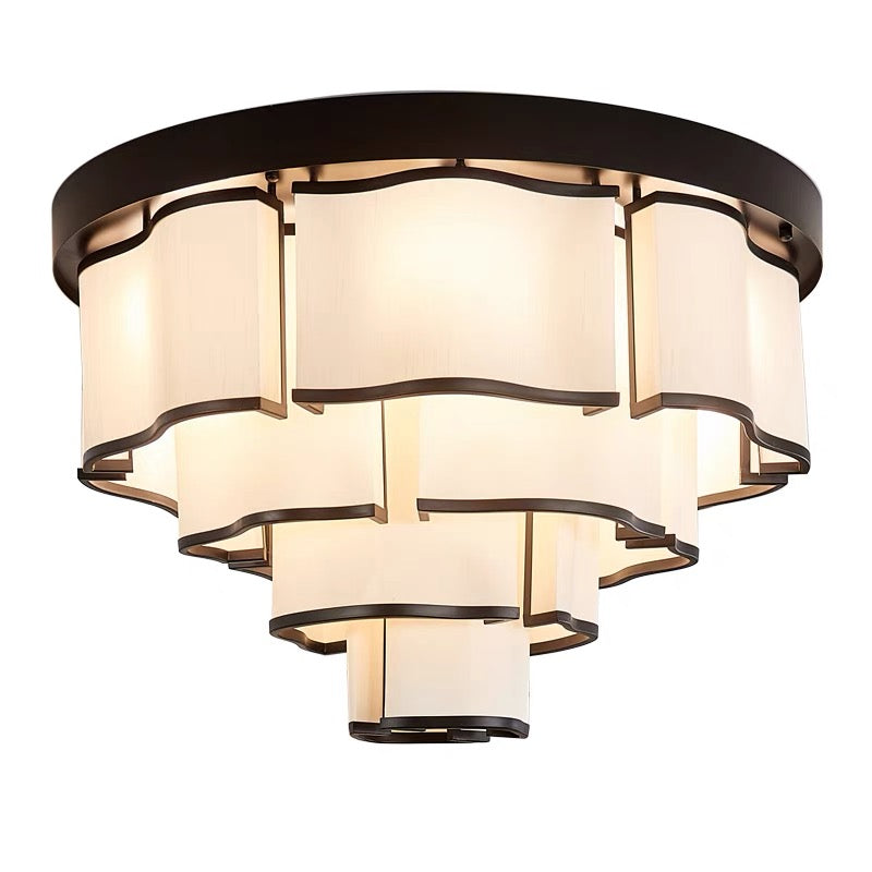 Modern Flush Mounted 3/4/5-Tier Round Acrylic Chandelier in Black Finish by Bling Lighting Studio
