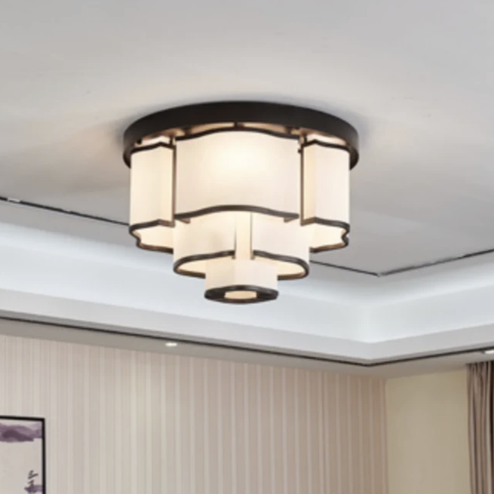 Modern Flush Mounted 3/4/5-Tier Round Acrylic Chandelier in Black Finish by Bling Lighting Studio
