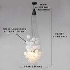 Indoor White Glass Bubble Pendant Ceiling Fixture for high ceiling staircase and foyer lighting