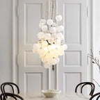 Indoor White Glass Bubble Pendant Ceiling Fixture for high ceiling staircase and foyer lighting