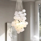 Indoor White Glass Bubble Pendant Ceiling Fixture for high ceiling staircase and foyer lighting