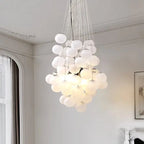 Indoor White Glass Bubble Pendant Ceiling Fixture for high ceiling staircase and foyer lighting