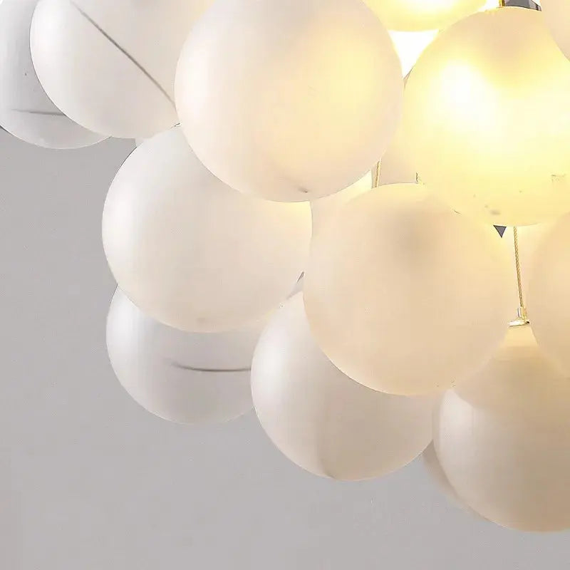 Indoor White Glass Bubble Pendant Ceiling Fixture for high ceiling staircase and foyer lighting