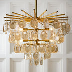 Modern Cascading Amber Glass Drop Chandelier additional product view