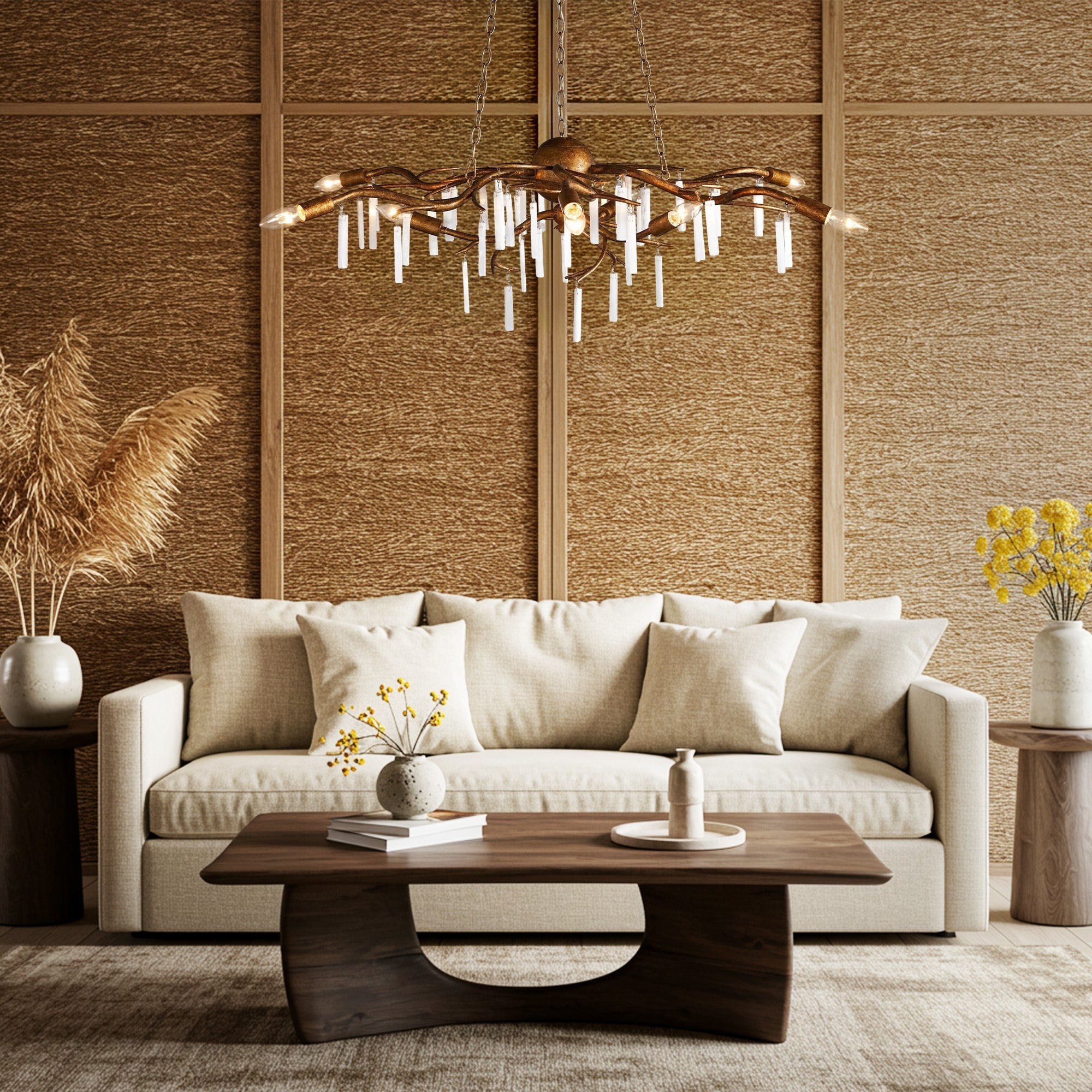 Jada Selenite Branch Chandelier 9 Light by Bling Lighting Studio