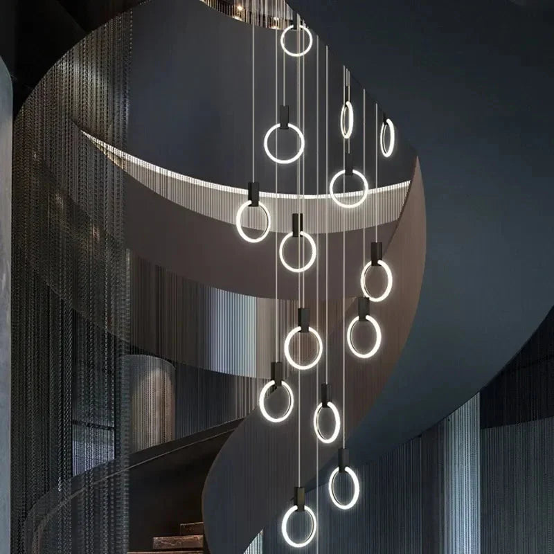 Jenne Modern Stairway Chandelier - Ceiling Light for high ceiling staircase and foyer lighting