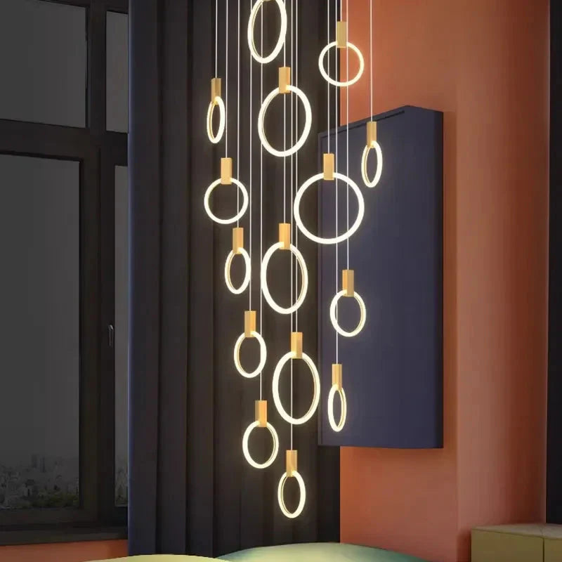 Jenne Modern Stairway Chandelier - Ceiling Light for high ceiling staircase and foyer lighting