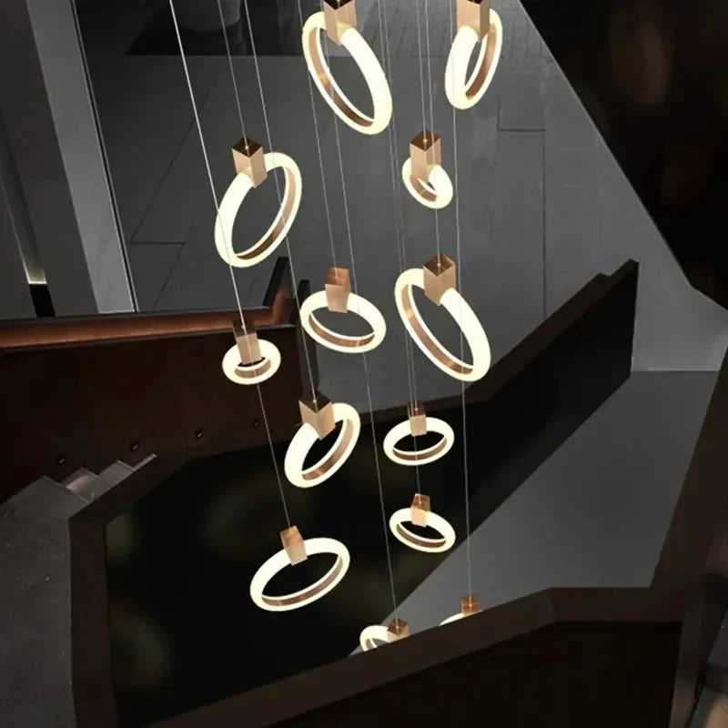 Jenne Modern Stairway Chandelier - Ceiling Light for high ceiling staircase and foyer lighting