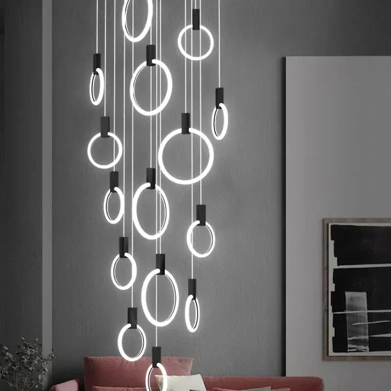 Jenne Modern Stairway Chandelier - Ceiling Light for high ceiling staircase and foyer lighting