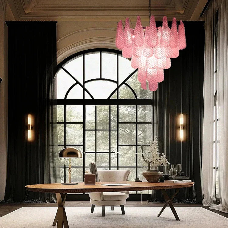 Jia Vintage Glass Water Drop Staircase Chandelier for high ceiling staircase and foyer lighting