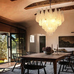 Jia Vintage Glass Water Drop Staircase Chandelier for high ceiling staircase and foyer lighting