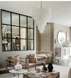 Jia Vintage Glass Water Drop Staircase Chandelier for high ceiling staircase and foyer lighting