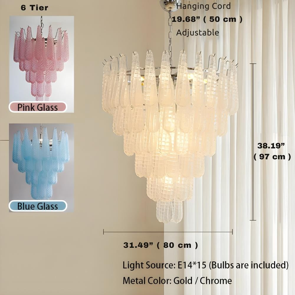 Jia Vintage Glass Water Drop Staircase Chandelier for high ceiling staircase and foyer lighting