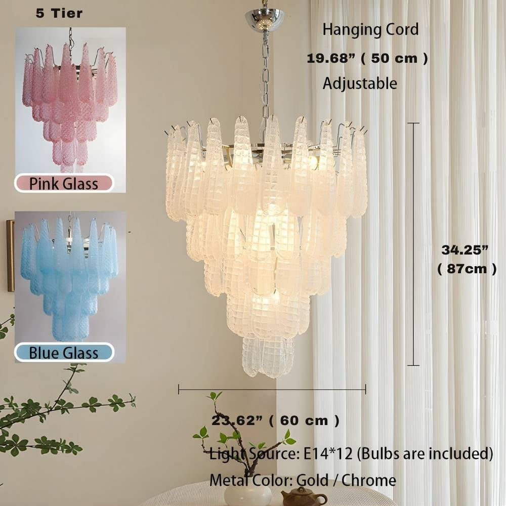 Jia Vintage Glass Water Drop Staircase Chandelier for high ceiling staircase and foyer lighting