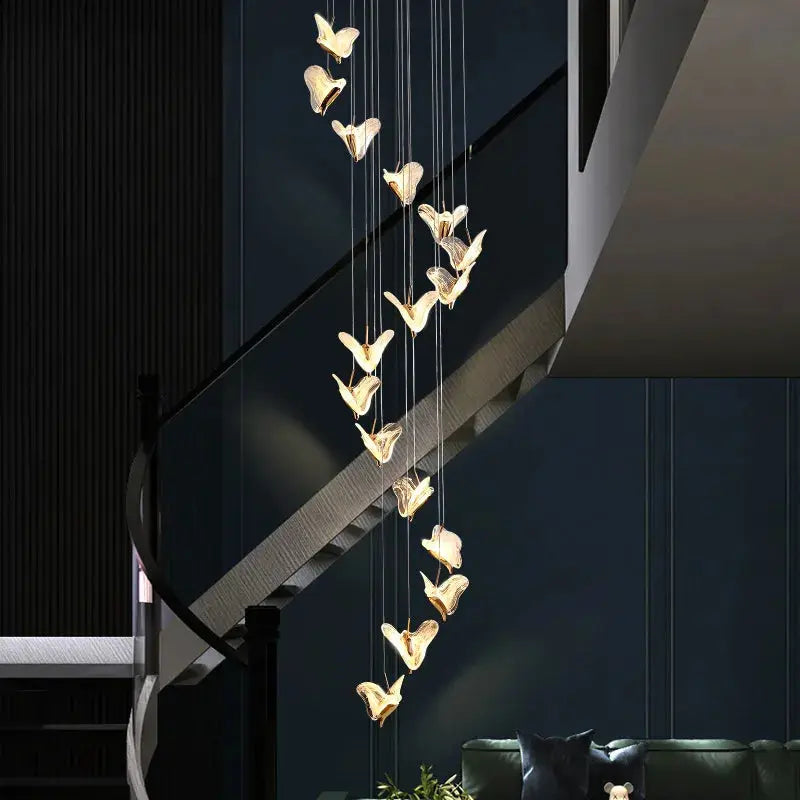 Juli Art Deco Stairwell Led Chandelier for high ceiling staircase and foyer lighting