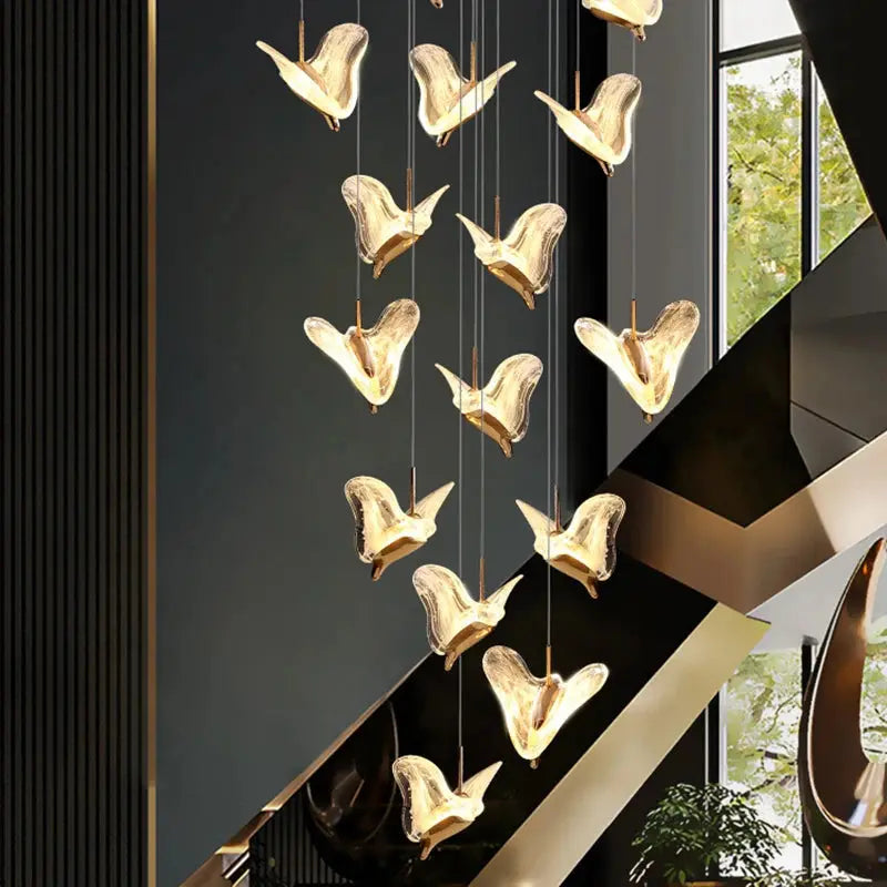 Juli Art Deco Stairwell Led Chandelier for high ceiling staircase and foyer lighting