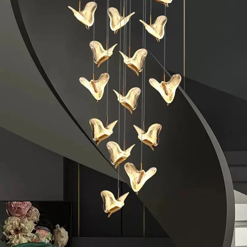 Juli Art Deco Stairwell Led Chandelier for high ceiling staircase and foyer lighting