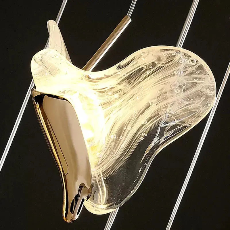 Juli Art Deco Stairwell Led Chandelier for high ceiling staircase and foyer lighting